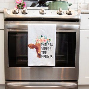 Farmhouse Cow Handmade Kitchen Tea Towels Decorative House Warming Gift Ideas